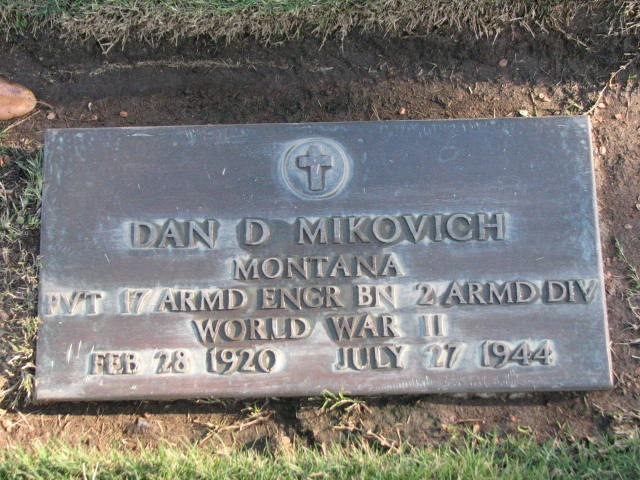 Mikovich Pvt Dan Donald Headstone