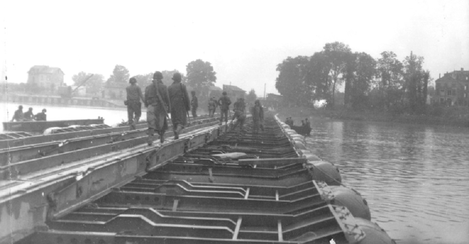 Bridge over the Seine build by the 17th Engineers at Meulan, 28-30 Sept 1944France
