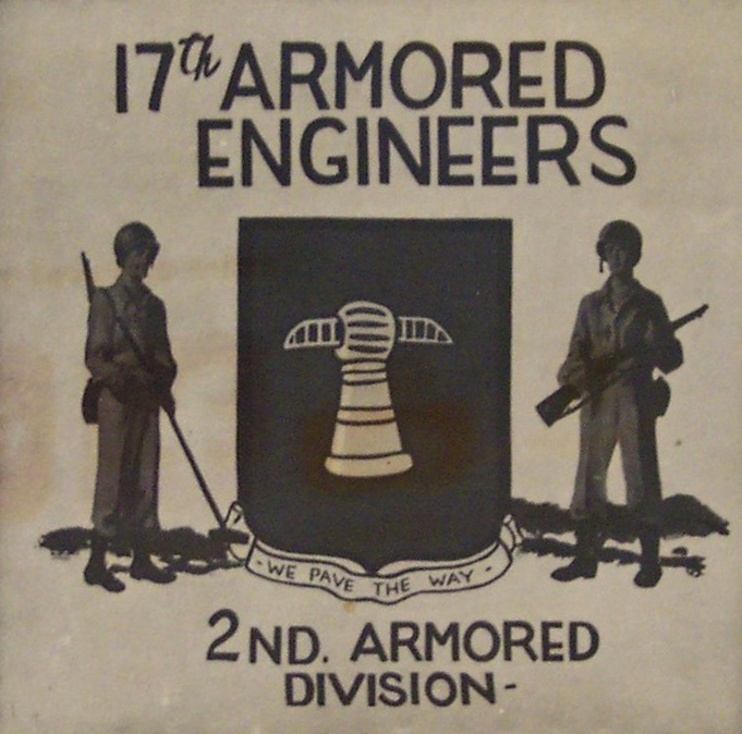 Detail van foto bord van de 17th Engineers in Berlijn 1945