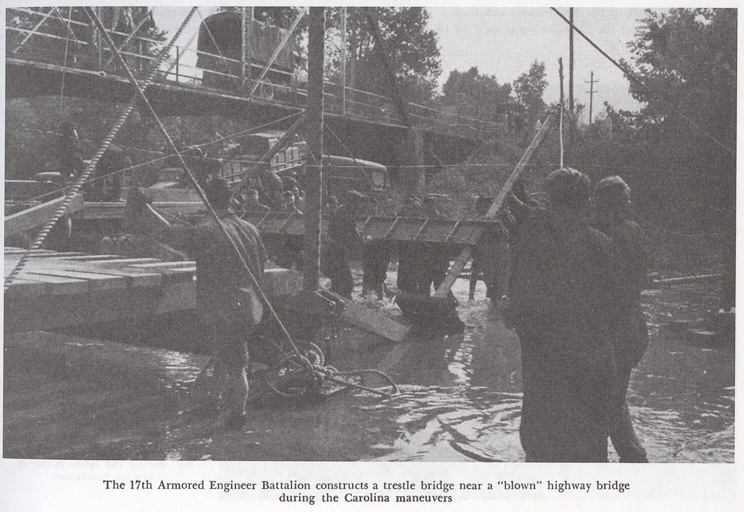 US Carolina Manouvres 17th AEB constructs a trestle bridge Source Book Unit History