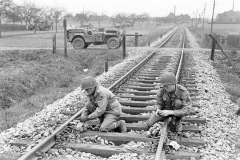 17th Engineers setting explosives on a railway line.