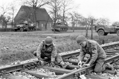 17th Engineers setting explosives on a railway line
