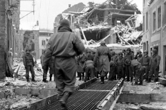 Bridge built over stream by 17thAEB the on the outskirts of Houffalize to allow vehicles enter the towm, Belgium, January 1944