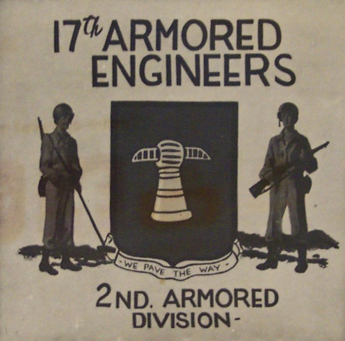 Detail van het bord van de 17th Armored Engineers in Berlijn 1945