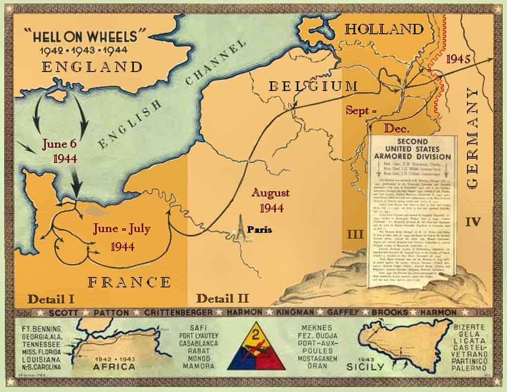 Routemap 1942 – 1945 2nd Armored Division “Hell on Wheels”