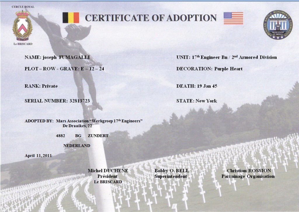 Certificate of Adoption Joseph Fumagalli