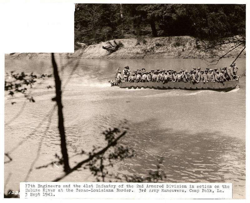 17th Engineer Batt. & 41st Infantry reg. at the Sabine river, Louisiana manouvres 3 September 1941