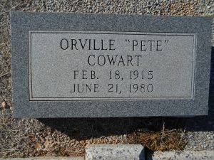 Headstone Orville Pete Cowart