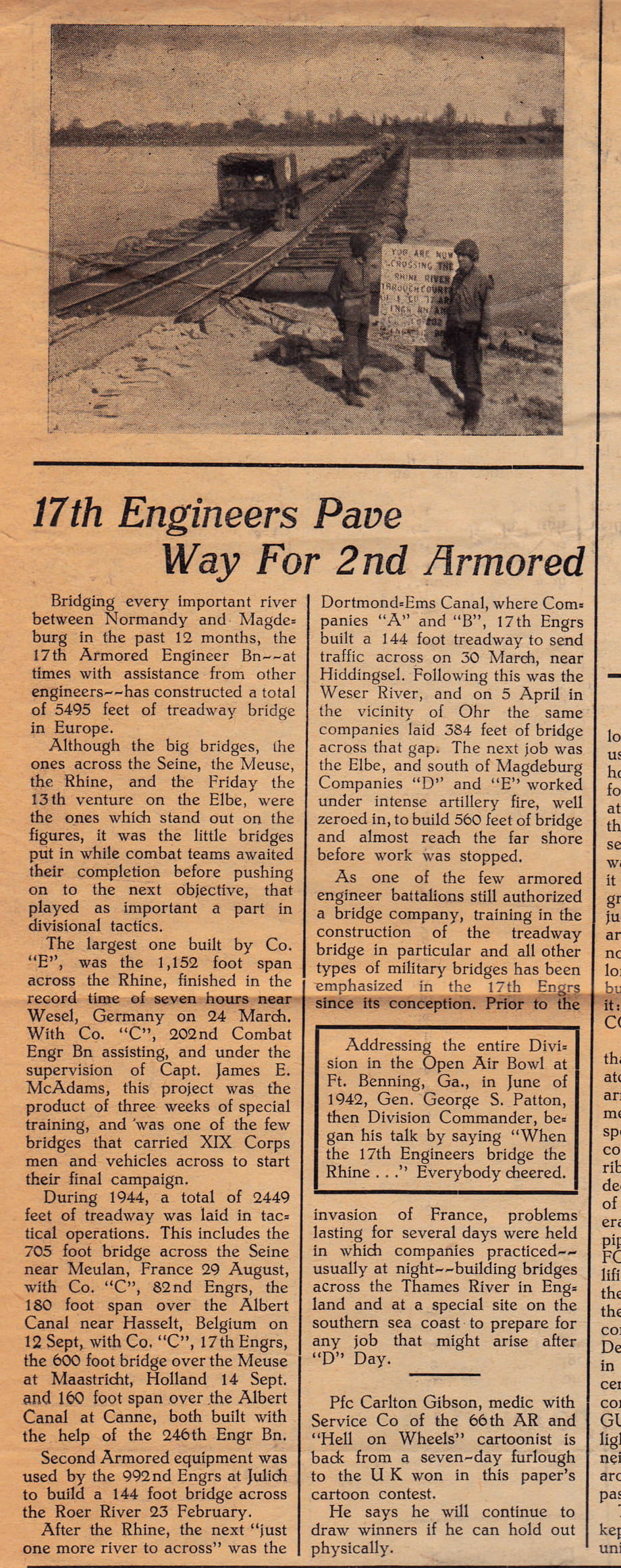 Article about Co E from Hell on Wheels June 13 1945 Photo. Courtesy Dave Ketchpaw