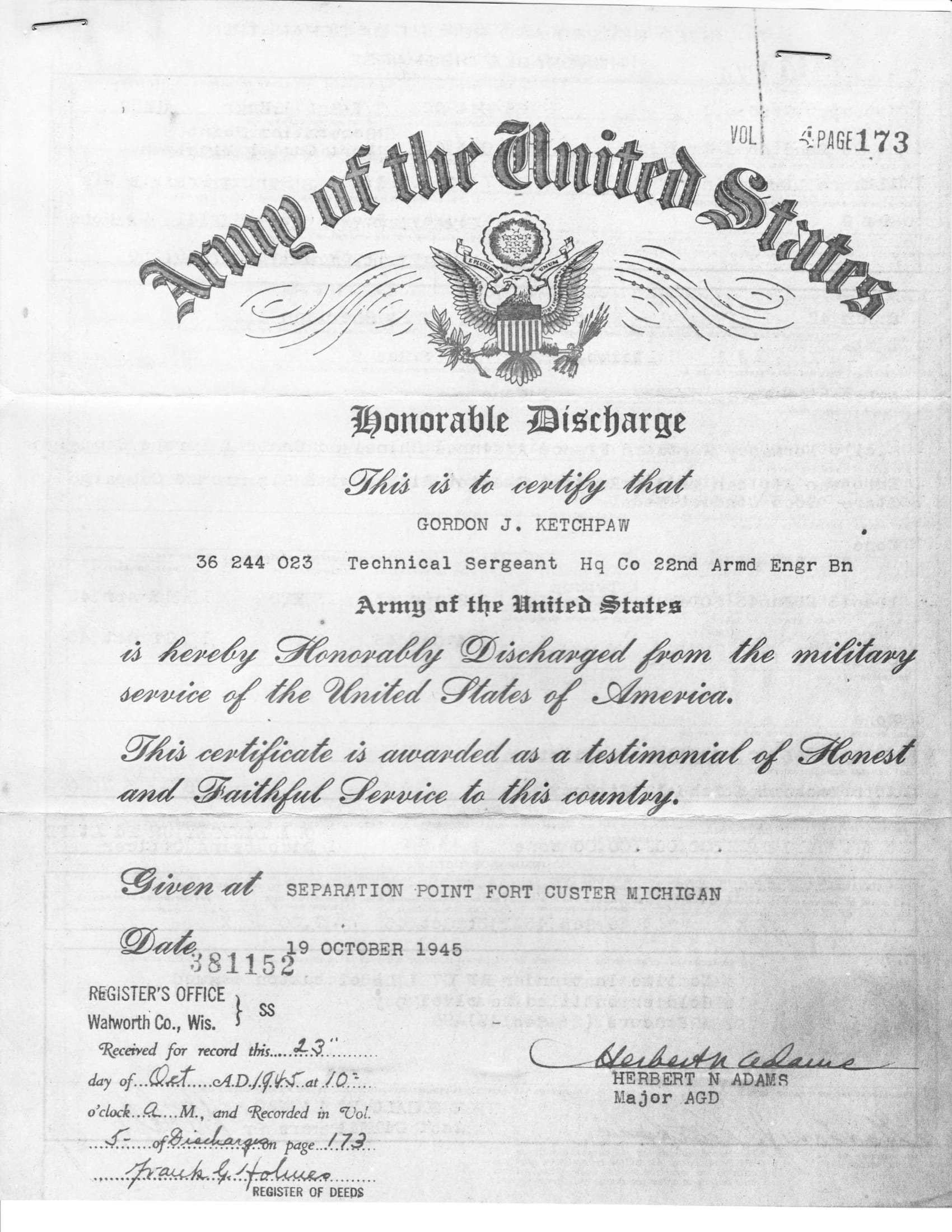 Honorable Discharge Papers