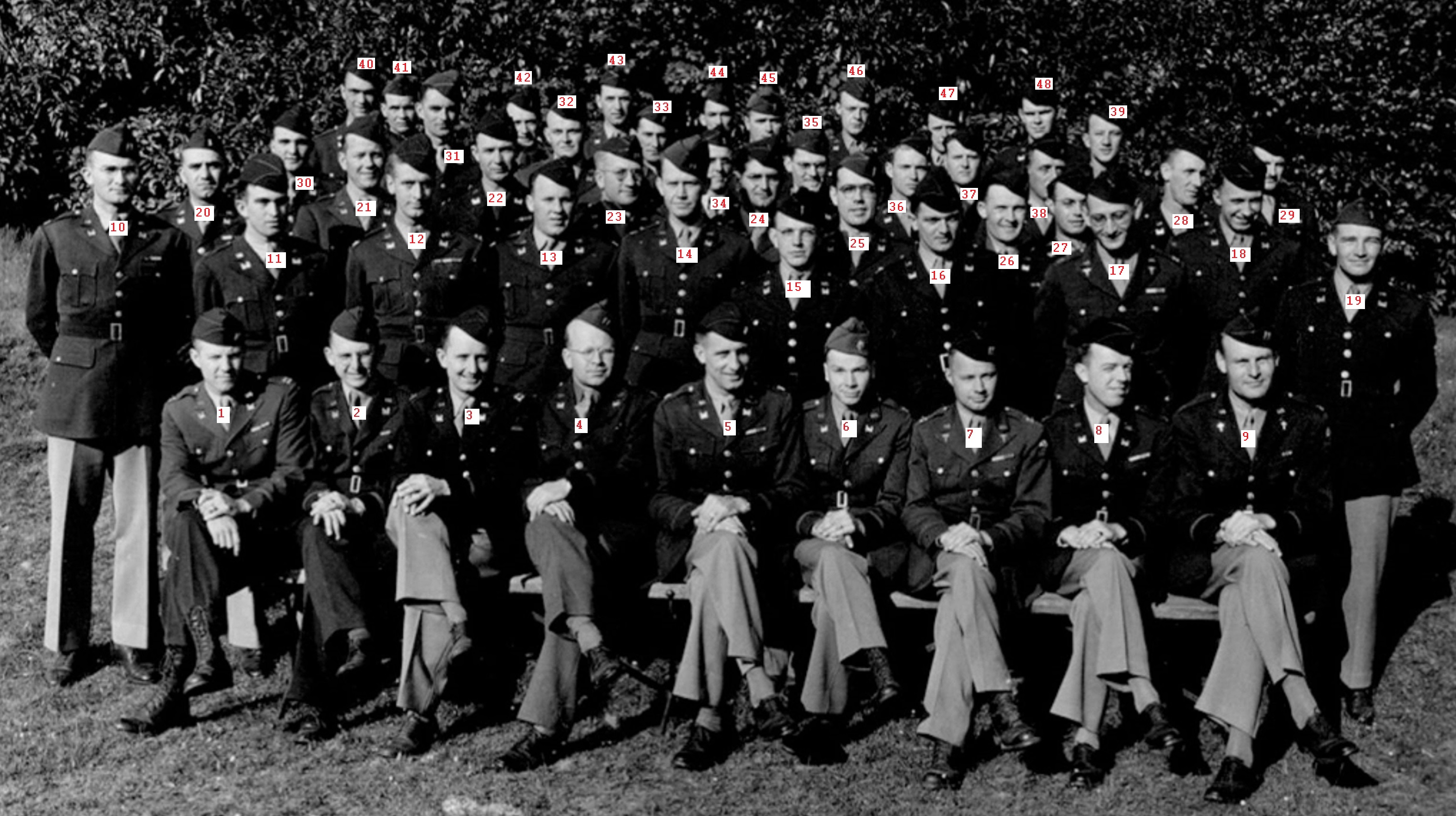 Numberd Officer Staff 17th Engineers at Tidworth Barracks Engeland, june, may 1944 S. Benninger