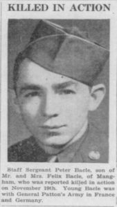 Staff Sergeant Peter Bacle 1922 - 1944