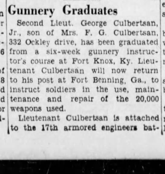George Culbertson = The Times (Shreveport, Caddo, Louisiana, United States of America) · 22 Feb 1942