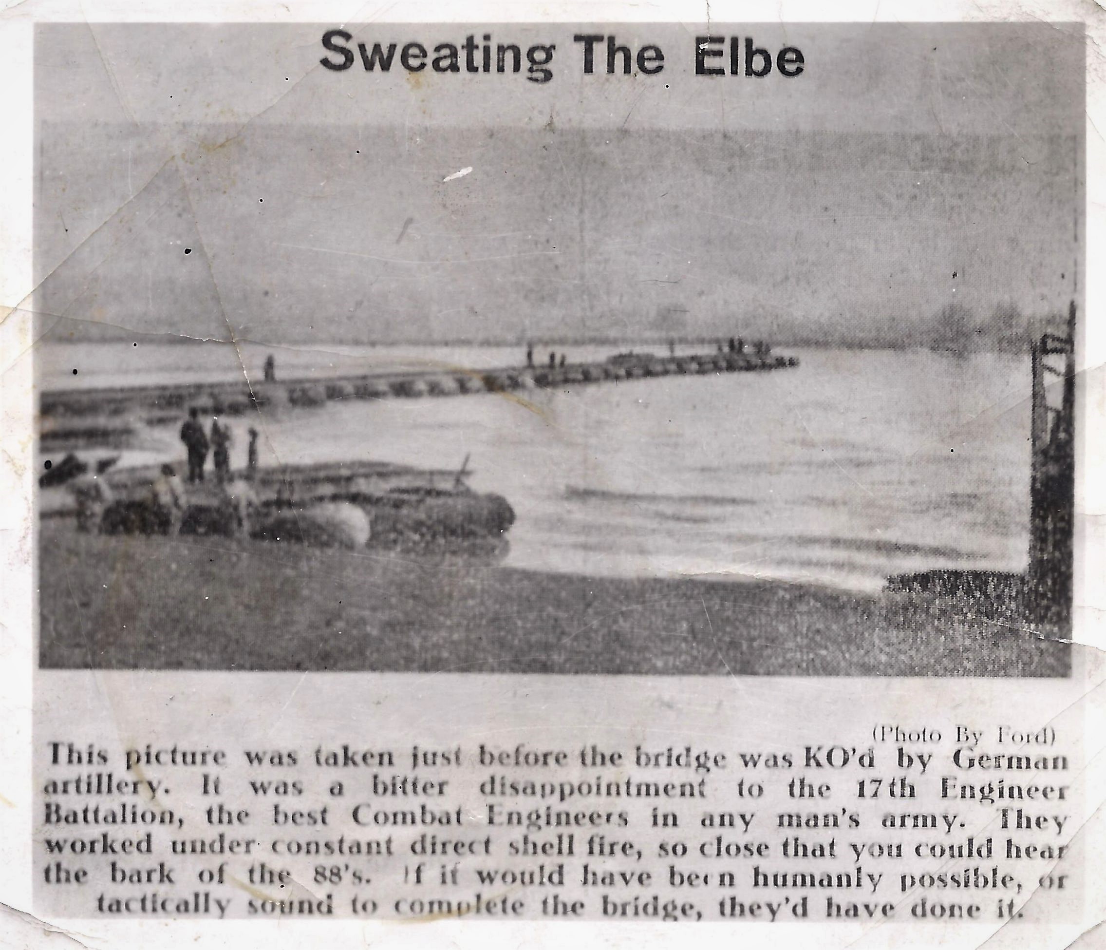 Bridge across the Elbe river before being shelled by 88's on April 14 -15, 1945. (Photo owner: Benjamin Heylen ASBL Musée du Souvenir 40 45)