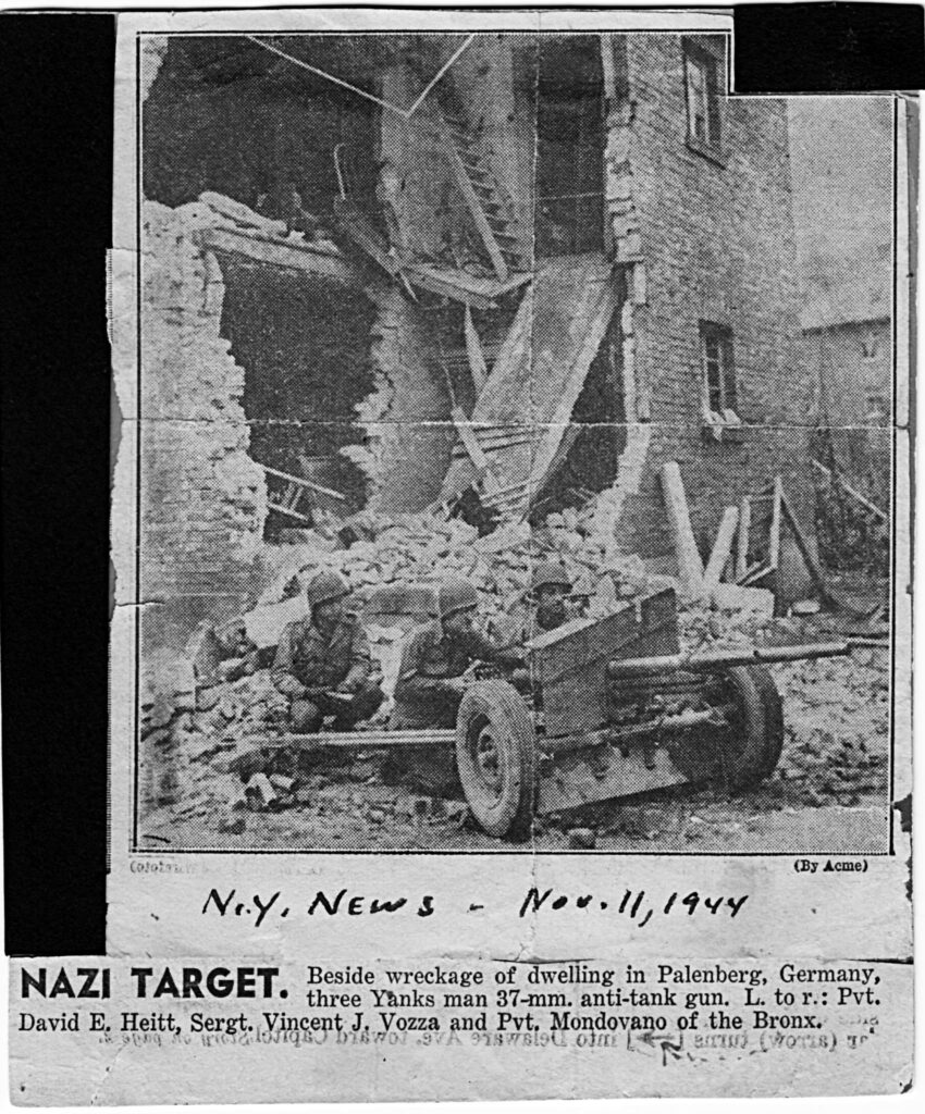 David E. (Edd) Hiett of C Company, Newspaper November 1944 Palenberg, Germany